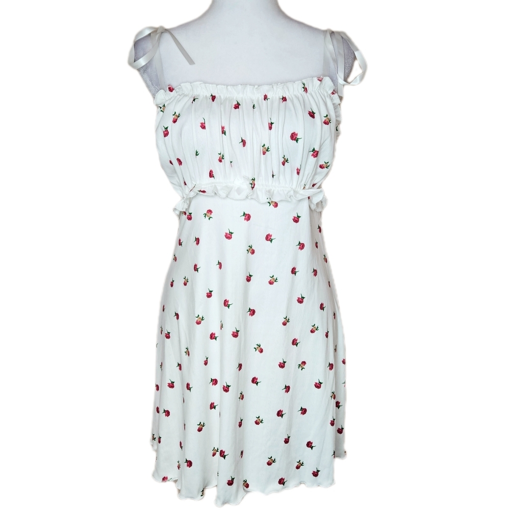 Rose Print Babydoll Nightgown Women's Small Milkmaid Coquette Romantic Sleepwear